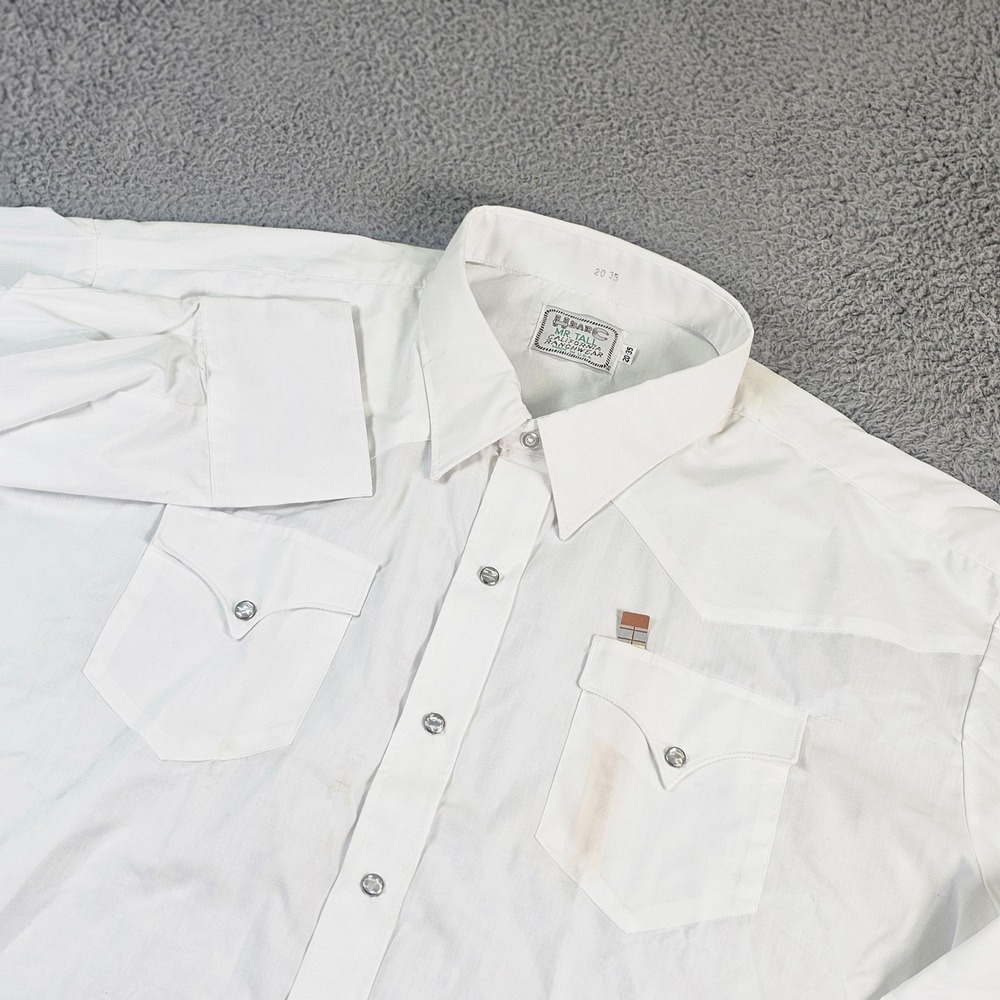 Vintage H Bar C Shirt Mens 4XLT White Western Rhinestone Snap Long Sleeve